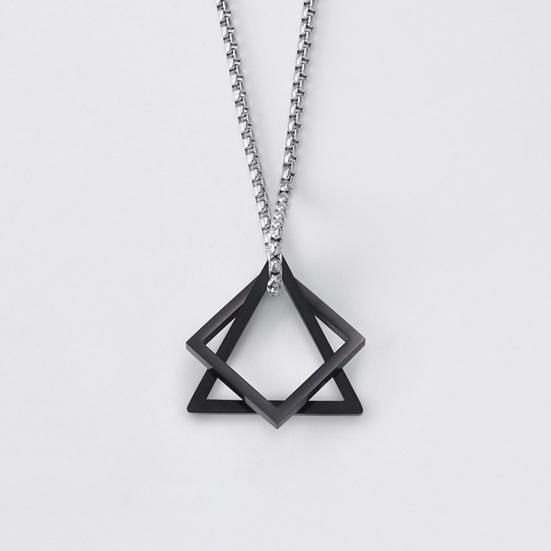 Men Necklace Triangle Square Pendant Necklace Dating Work Party Versatile Style Necklace Clothing