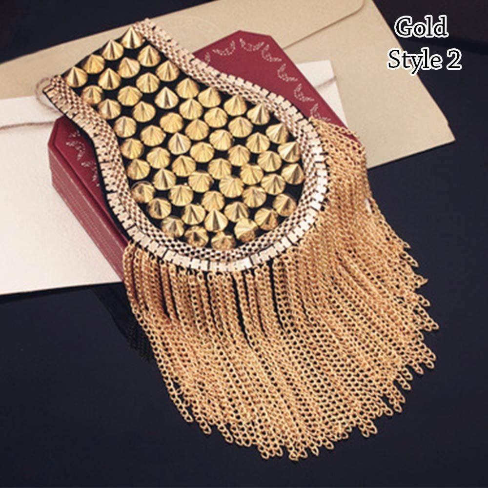 Classical Tassel Epaulette Rivet Shoulder Jewelry Vintage Clothing Accessories Club