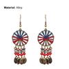 1 Pair Classic Hook Earrings Beads Ethnic Style Tassel Charm