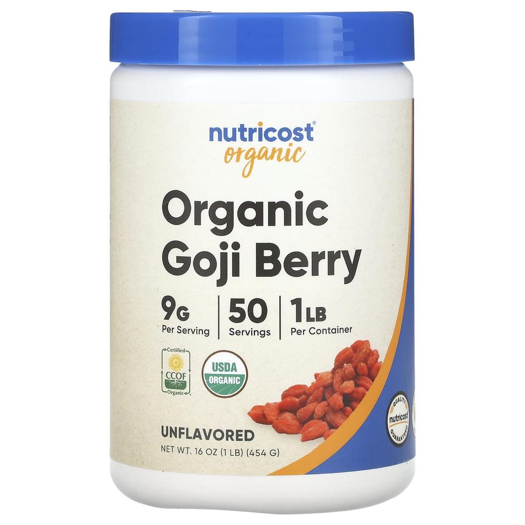 Nutricost Organic Goji Berries, Unflavored, 1 Lb (454 G)