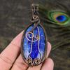 Sapphire Natural Gemstone Handmade Copper Wire Wrap Pendant 3.47 K9J34