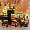 Luminous Christmas Glowing Small House Resin House Ornament LED Light Snow House Party Favors