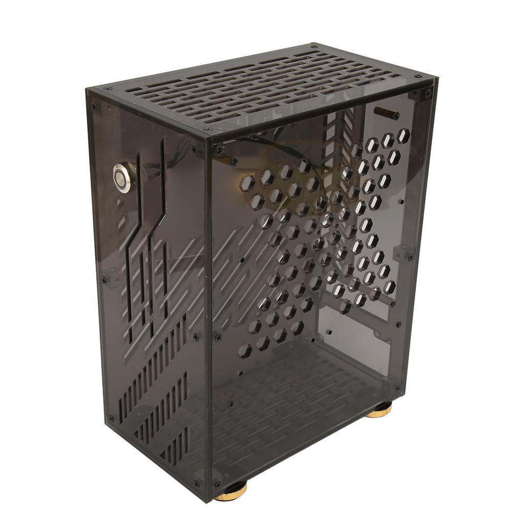 Mini ITX Case 4.3L Clear Acrylic Panel 360 Degree Cooling Cushioning Foot Pads Mini PC Case for