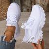 Large Size Women's White Shoes Summer Mesh Lace Sneakers Comfortable Low-top Running Shoes