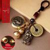 Pixiu Cinnabar Brass Keychain with Zodiac and Five Emperors Coins Pendant