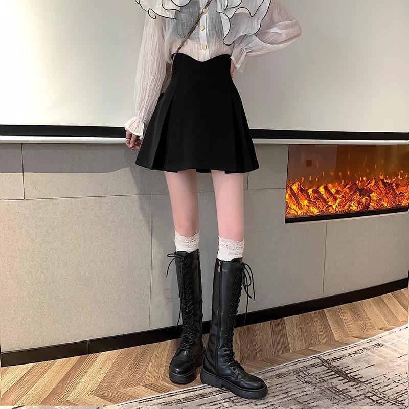 2024 Spring Women's High Waist Slim Anti-Exposure A-Line Skirt - Fashionable Korean College Style