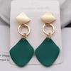 2PCS New Fashion Earrings Ladies Geometric Drop Earrings Punk Metal Earrings Green White Red Jewelry Elegant 3 Colors
