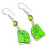 Natural Green Turquoise, Peridot Gemstone 925 Sterling Silver Earring 2.01" p5T45