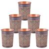 Premium Copper Water Glass With Carving Design And Black Antique Royal Glossy Finish Specially Made For Dining Kitchen And Many More Set Of 6, 250 ML