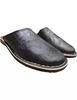 Marrocan Slippers Babouches In Leather Round Toe – 100% Handmade In Morocco Berbers – Black
