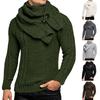Men's Winter Casual Neck Wrap Head Long Sleeve Sweater In Solid Color