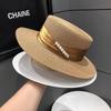 Pearl Top Hat Children Summer Beach Flat Top Straw Hat Seaside Sunshade Sunscreen Hat UV Protection Sun Hat