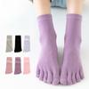 1 Pair Solid Color Cotton Five Toe Socks Women's Socks Autumn Winter Breathable Socks YSX