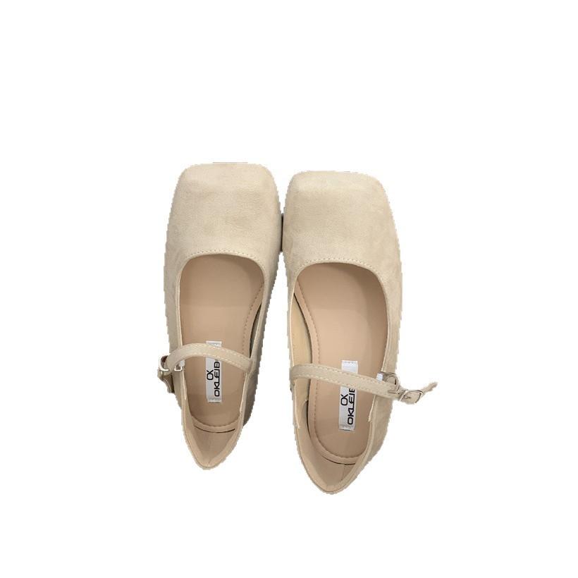 Women's Shoes Real Shot Retro Mori Mary Jane Shoes Women's Shoes Suede Shallow Mouth Word with Flat Bottom Versatile Single Shoes