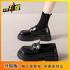 Women's New Autumn Platform Retro One-pedal Small Leather Shoes Black Women