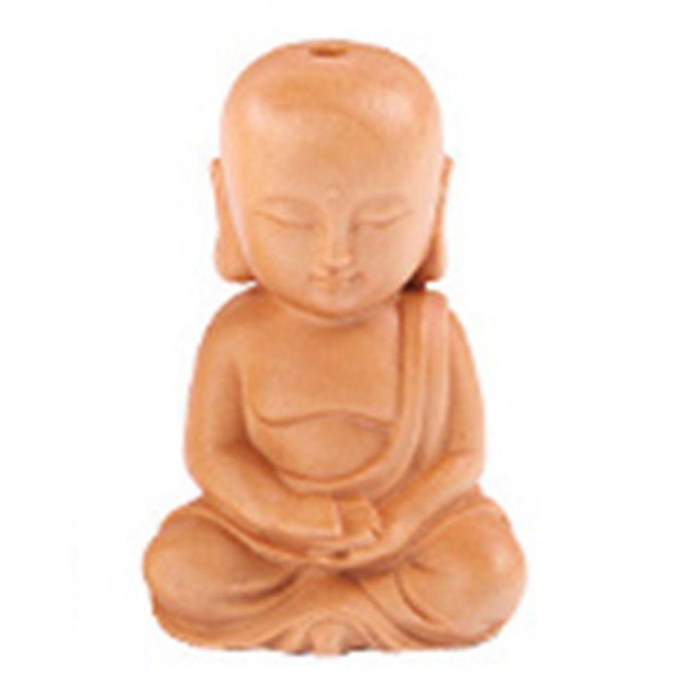 Cute Small Baby Buddha Boxwood Carved Home Decor Handicraft Key Chain Pendant Car Ornament Little Monk Figurines Buddha Statue