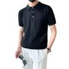 Men's Summer Polo Knitted Ice Silk Short Sleeve Light Luxury Collar Elastic T-shirt