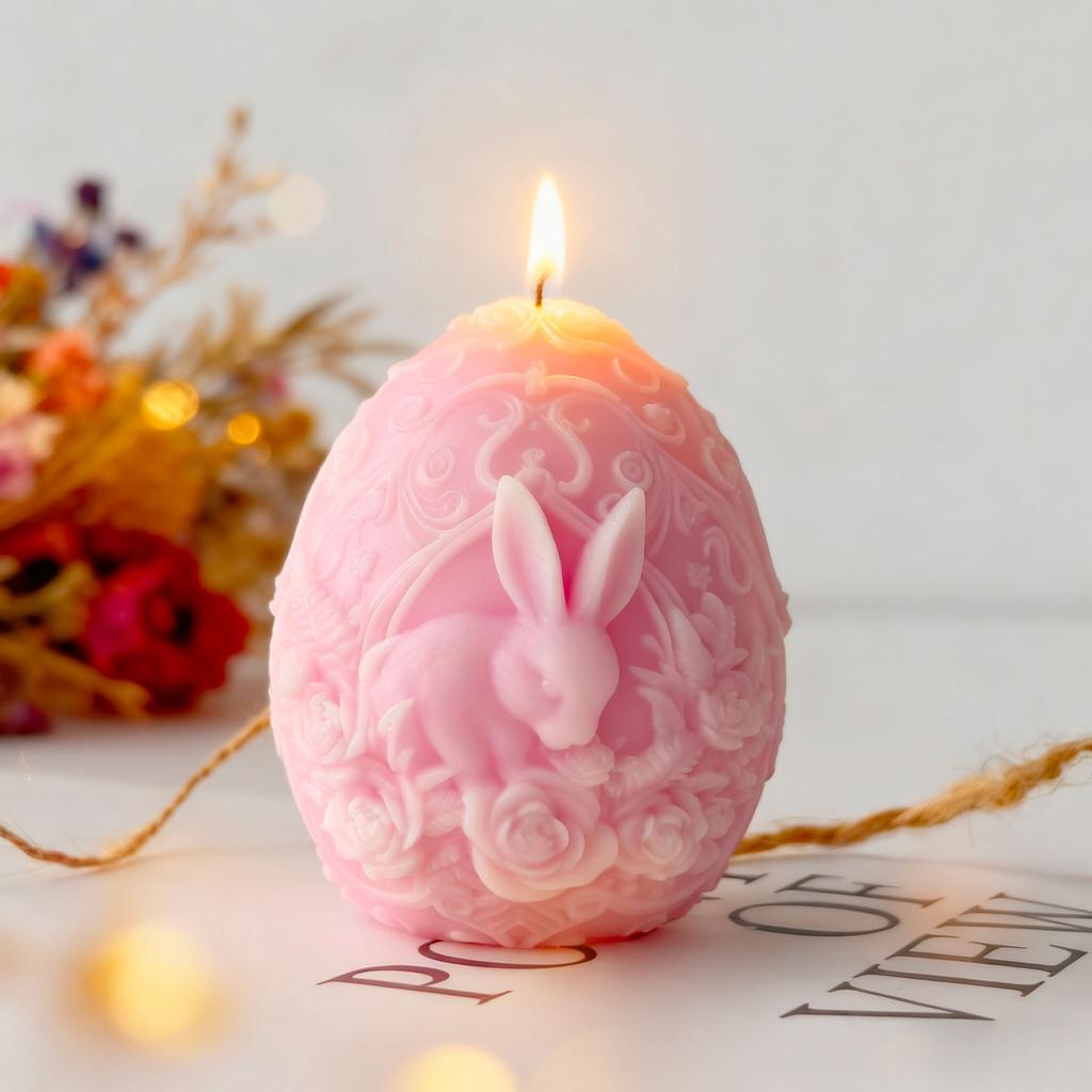 DIY Flowers Egg Easter Candle Silicone Mold Handmade Aroma Candle Easter Egg Relief Bunny Molds Gypsum Form Resin Mould