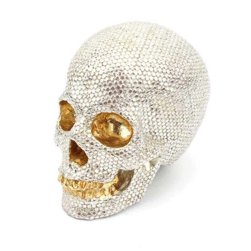 Gold and Silver Beads Small Skull Desktop Decorn Jewelry Halloween Resin Crafts Skull Figurine