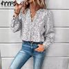 Women's Fashion Casual Spring Fall Polka Dot Print Long Sleeve V-Neck Blouses & Shirts