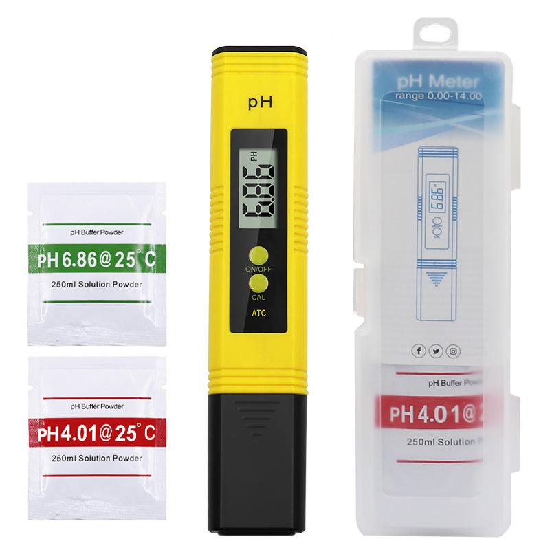 Digital pH Meter Portable Water Quality Tester with Glass Probe 0-14 pH Range High Accuracy Testing Kit for Lab and Home Use