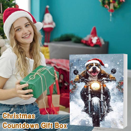 Christmas Funny Motorcycle Dog Advent Calendar 2025 24-Day Countdown with 2D