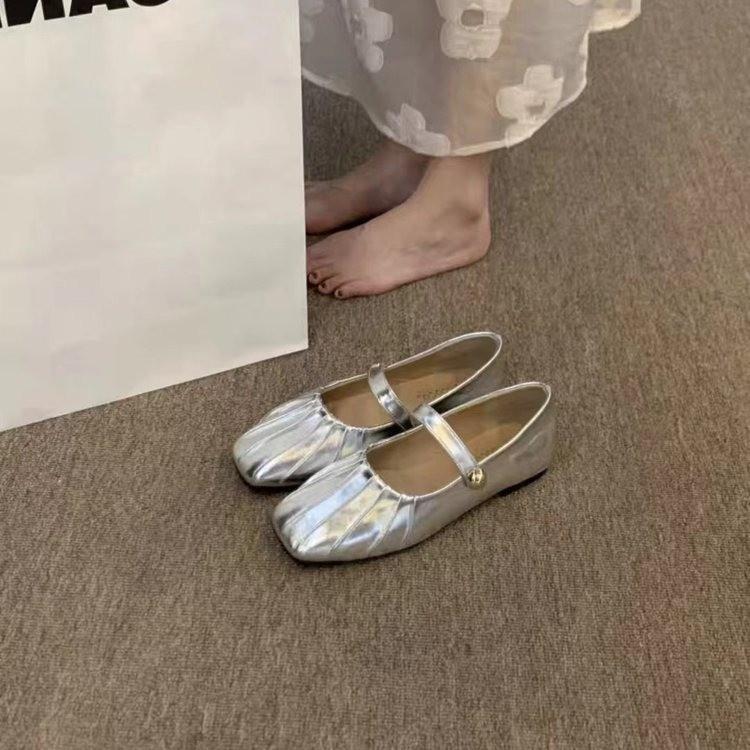 Mary Jane Women's Shoes 2024 New Summer Evening Breeze Gentle Maternity Sandals Flat Single Shoes with Skirt Small Leather Shoes