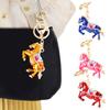 Keychain Pendant Chinese Zodiac Enamel Horse Rhinestones Inlaid Key Chain Metal Charm Bags Keyring Backpack Car Accessories