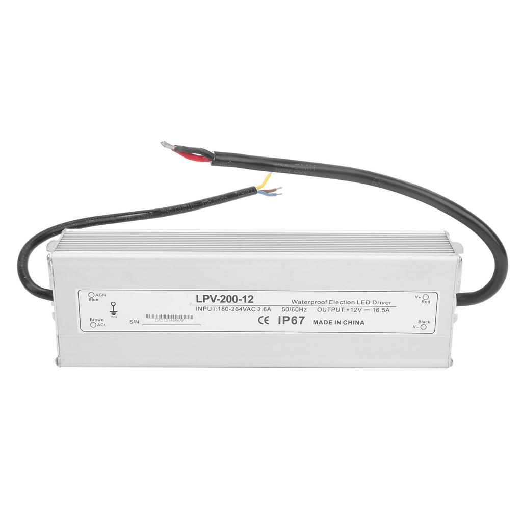 BERM Waterproof Power Supply for LED Light Industry Driver Equipment DC12V 200W LPV‑200‑12