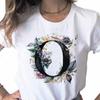 New Women T Shirt Custom Name Letter Combination Print Tshirt Flower Letter Font A B C D E F G Short Sleeve Female Tees Tops