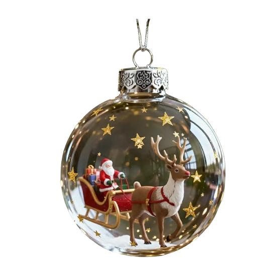 The Reindeer Family Christmas Ball Funny 3D Reindeer Hanging Decoration Plastic Christmas Ball Winter Ornaments for Xmas Tree Indoor Home Decor