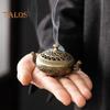 Mini Incense Coil Burner Chinese Style Vintage Hollow Dual-ears Three-Legged Zinc Alloy Incense Cone Holder Home Office Desktop Decoration