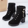 Fashion Women's Chunky Heeled Ankle Boots Autumn Fashion Rhindiamonds Solid Color High Heels Shoes Female Lace Up Platform Short Booties
