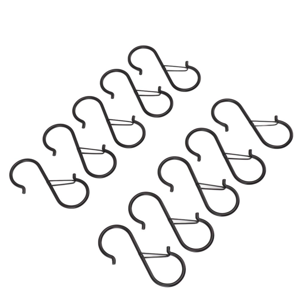 10Pcs S Shaped Hook Hanging Hooks Iron with Safety Buckle for Closet Kitchen Home