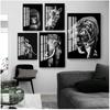 Lion Tiger Leopard Wolf Elephant Nordic Poster And Print Animal Wall Art Canvas Painting Wall Picture For Living Room Home Decor