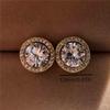 1 Pair of Fashionable Round Inlaid Rhinestone Women's Earrings Gold-plated Silver Rose Gold Wedding Earrings Holiday Banquet Jewelry Accessories