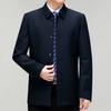 Middle-aged and Elderly Short Wool Windbreaker Spring and Autumn Men's Casual Loose Coat Dad's Large Size Buttoned Wool Jacket