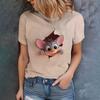 Cute and Playful Mouse/cat Print Womens T Shirt Catching Casual Fashion Women's Summer Short Sleeved T-shirt