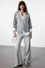 Women's Fashionable Stylish Cardigan Gray Wide Fit Soft Textured Stone Detailed Wide Fit Knitwear Cardigan
