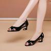 Women Classic High Quality White Pu Leather Peep Toe High Heel Shoes for Spring & Summer Lady Casual Black Shoes A9642