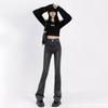 Jeans Micro-pull Pants Women's High Waist Autumn and Winter New Double Buckle Trendy Fat MM Thin Micro-flared Trousers Ins Trendy