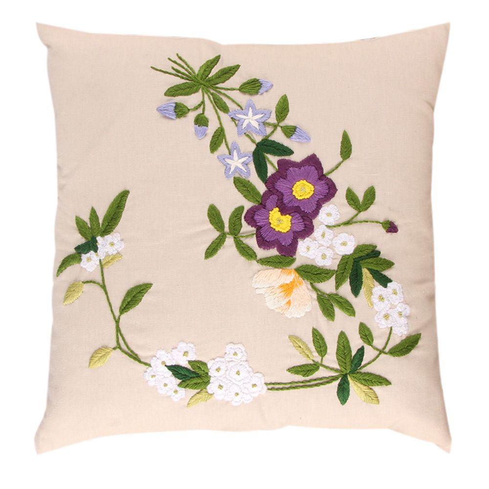 DIY Pillow Cover Cross Stitch Embroidery Pillowcase Kit Handwork Bouquet Needlework Flower Design