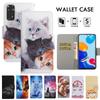 Cute Animals Printed Wallet Case for Redmi Note 11 11 Pro 10 9 8 7 Redmi 10C 10A 10 9 8A 7A Xiaomi Poco M4 Pro X4 Pro X3 M3 OPPO Vivo