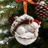 Yousheng 2D Forest Animal Acorn Ornaments Cozy Forest Animal In Snow Frosted Pine Cone Ornaments Woodland Creature Acrylic Hanging Ornament for Lover