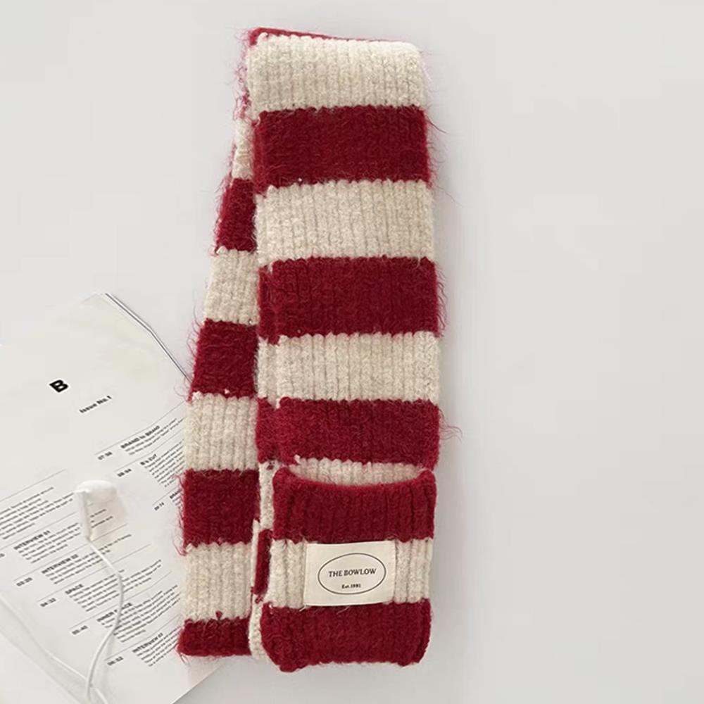 Black White Stripe Wool Knitted Scarf Women Winter Korean Thick Warm Y2k Scarf Fashion Harajuku Knitted Scarf Christmas Gift
