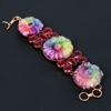Solar Quartz, Rubilite Handmade Copper Jewelry Bracelet 7-8 V2a61