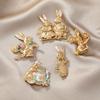 Vintage Women Girls Baroque Cute Rabbit Metal Brooches Pins Lady Fashion Retro Trendy Design Animal Gold Color Badges Corsage
