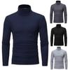 Men Autumn Winter Slim Fit Bottoming T-shirt Turtleneck Long Sleeve Solid Color Elastic Thin Pullover Tops Streetwear