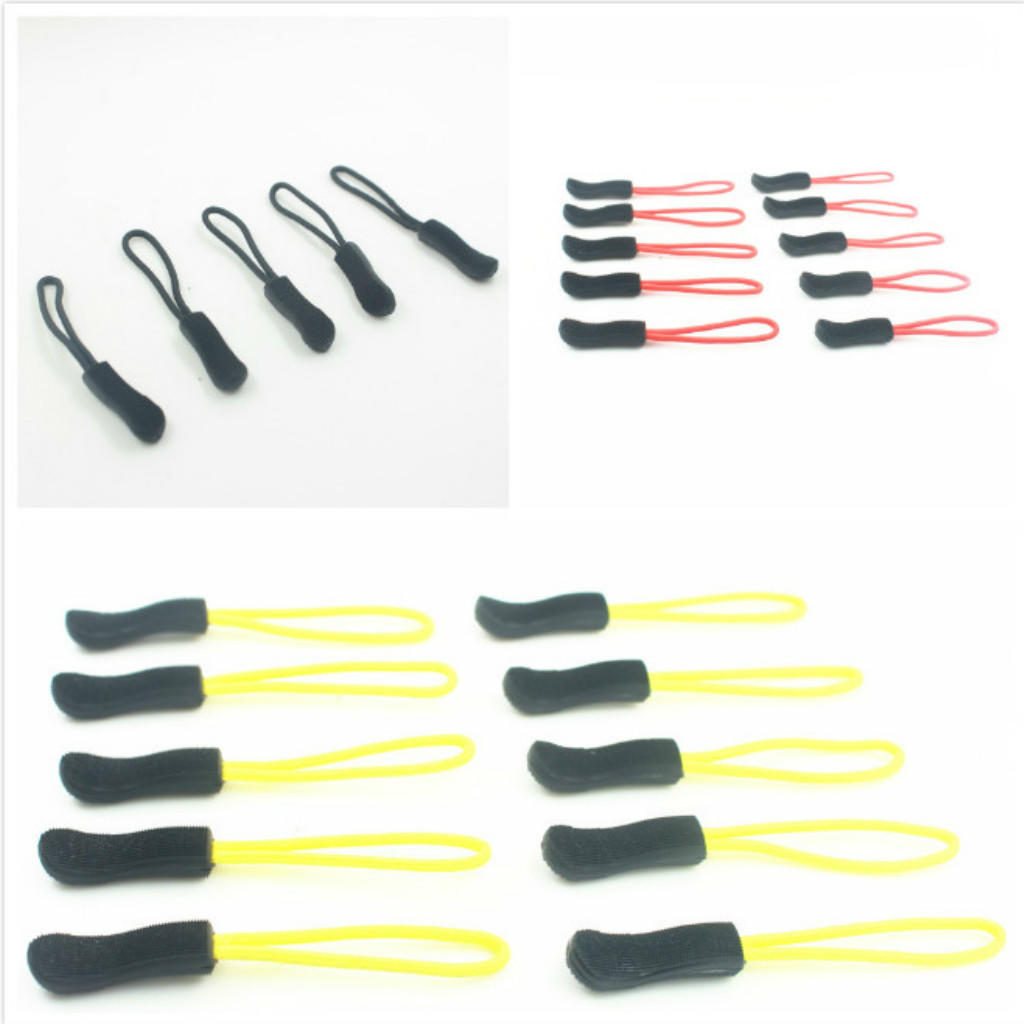 10pcs Zipper Pulls Replacement Zip Cord Puller Slider Jacket Backpacks Black