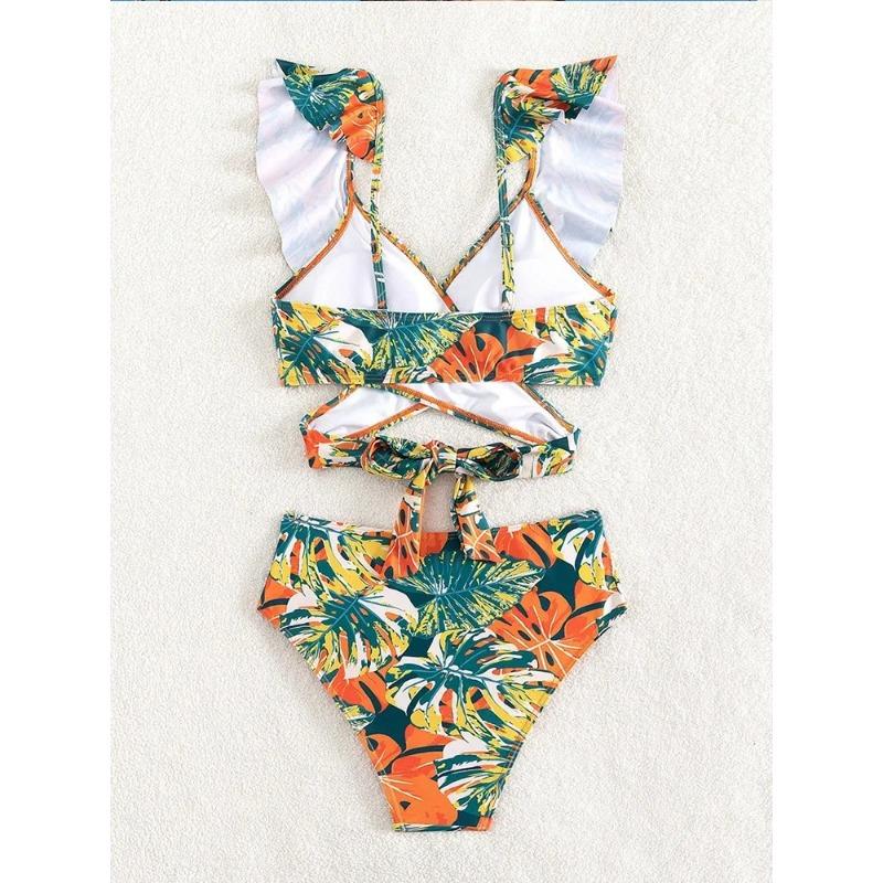 2025 New Women Print Summer Push Up Swimwear High Waist Bikini Set Bathing Suit Beachwear Female Holiday Swimsuit Swimming